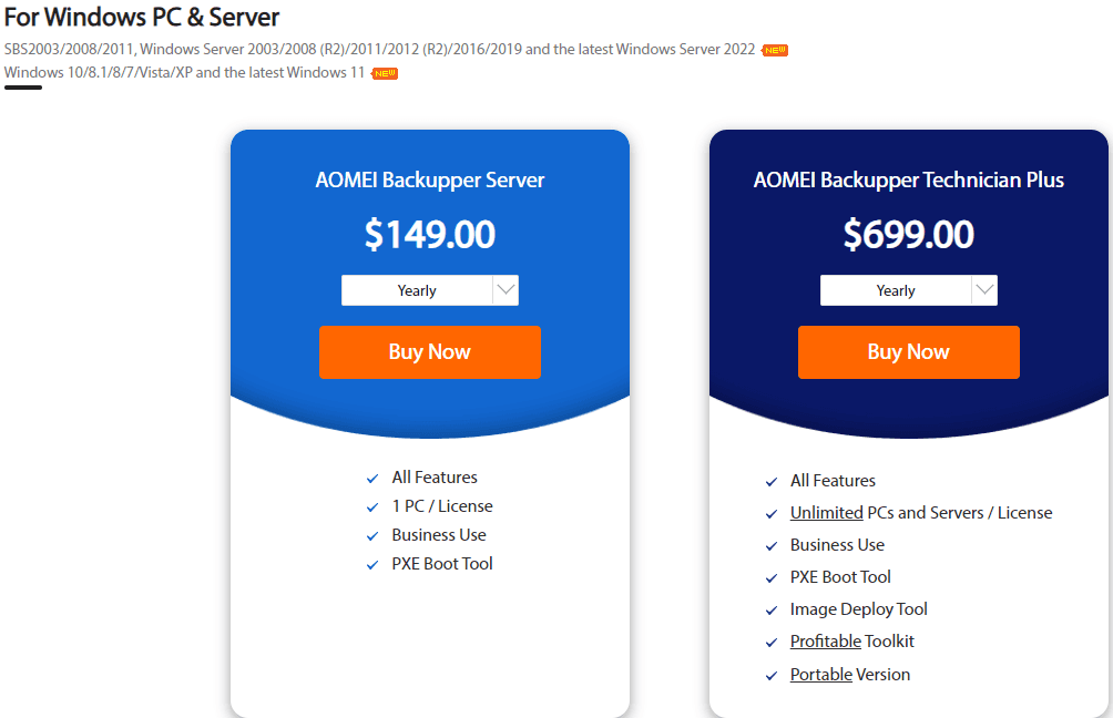 AOMEI Review and Pricing: Backupper pricing