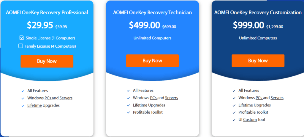 AOMEI Review and Pricing: Onekey pricing