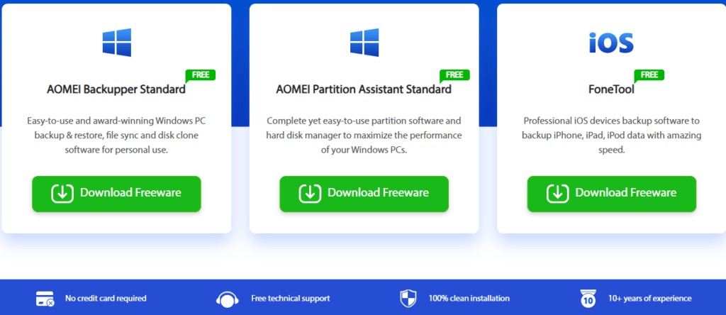 AOMEI Review and Pricing: Free version