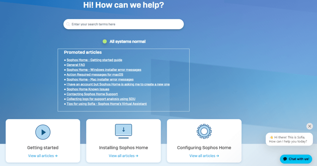 Sophos Home Review and Pricing: customer support