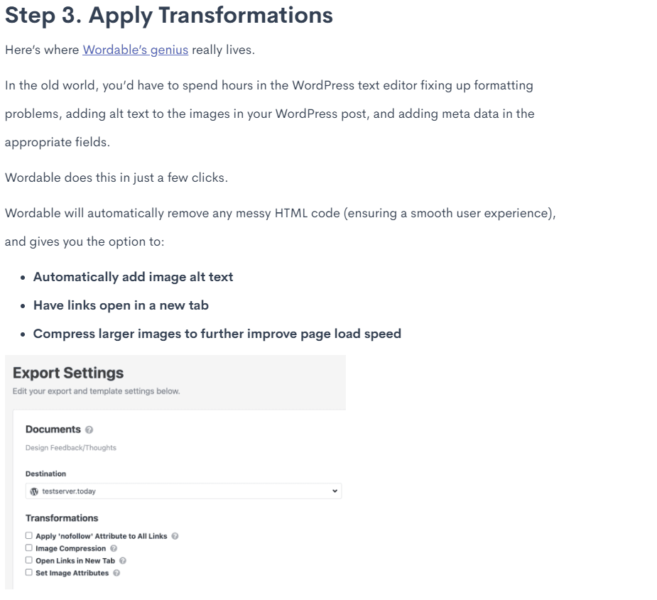 WORDABLE Review and Pricing: Export process