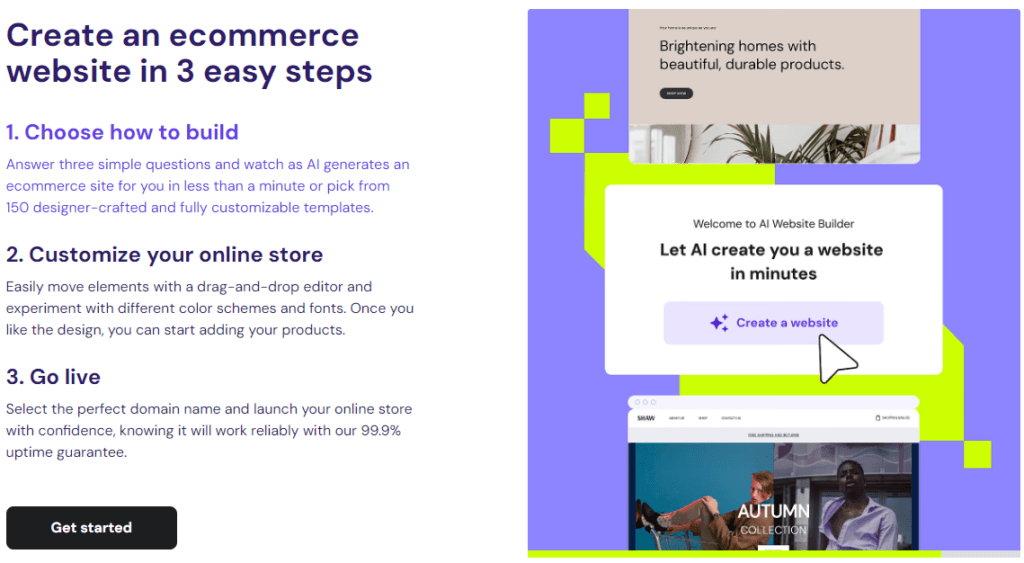 Hostinger Web Hosting and Builder: eCommerce website builder