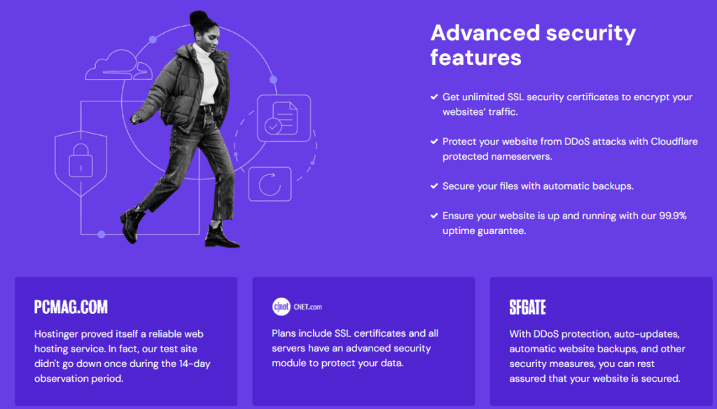 Hostinger Web Hosting and Builder: Advanced security features