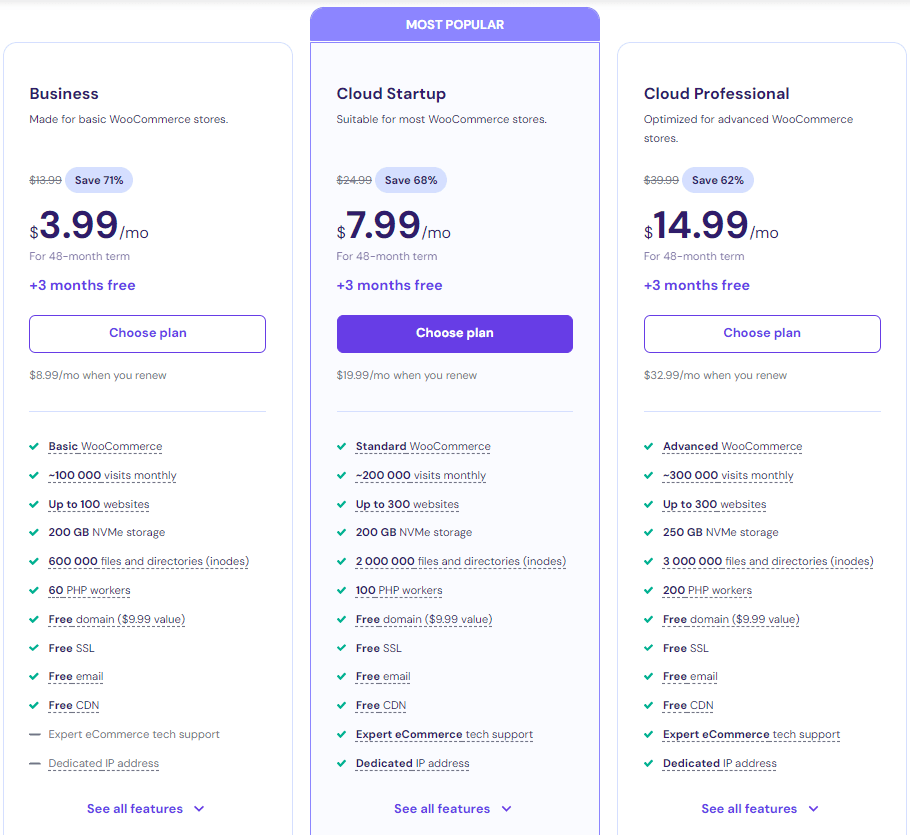 Hostinger Web Hosting and Builder: Managed WooCommerce pricing and plans