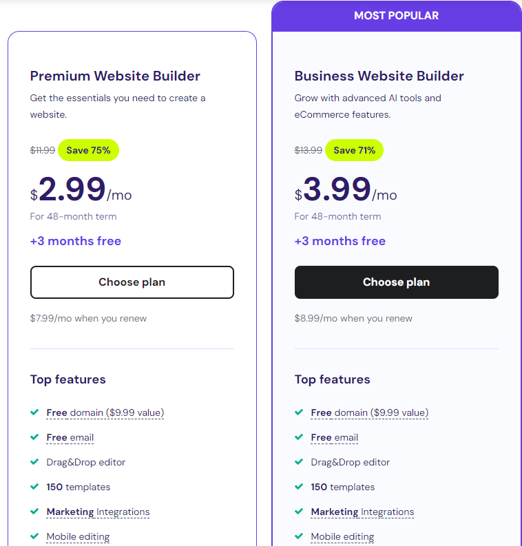 Hostinger Web Hosting and Builder: Hostinger website builder pricing
