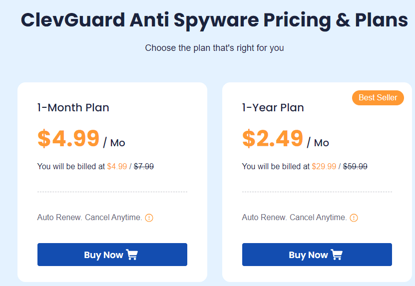 ClevGuard review: Pricing and plans