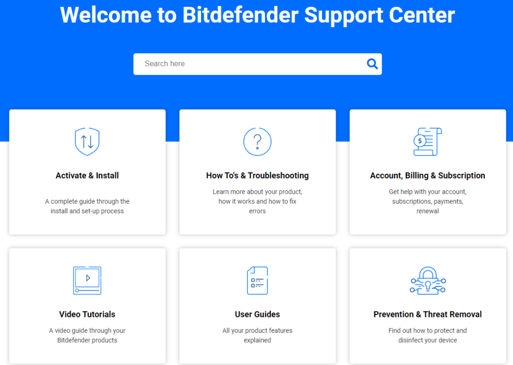 Bitdefender Review: Support portal
