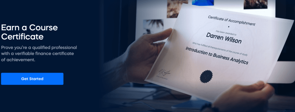 365 Financial Analyst: Course certificate