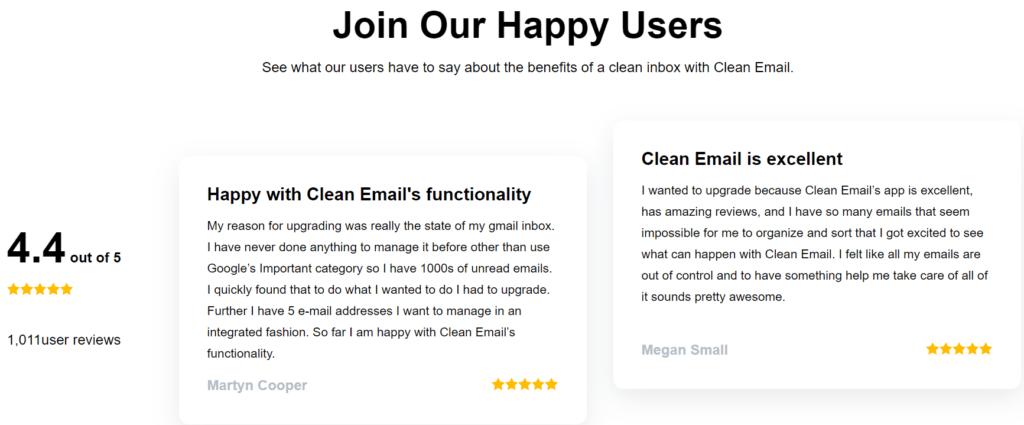 Clean Email Review: Customer reviews and testimonials