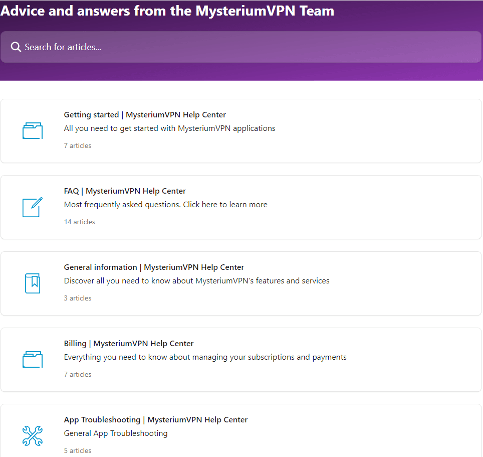 Mysterium VPN Review: Customer support
