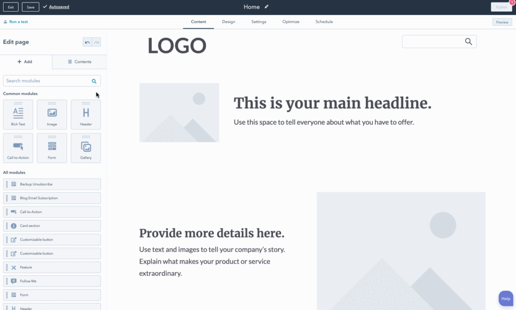 HubSpot Review: Drag and drop interface