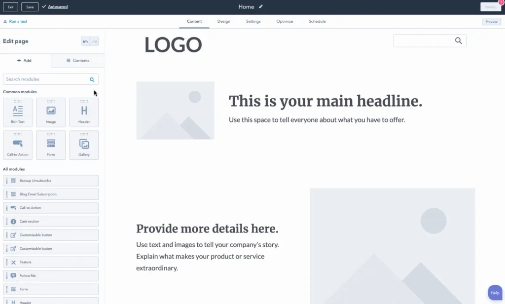 HubSpot Review: Drag and drop interface
