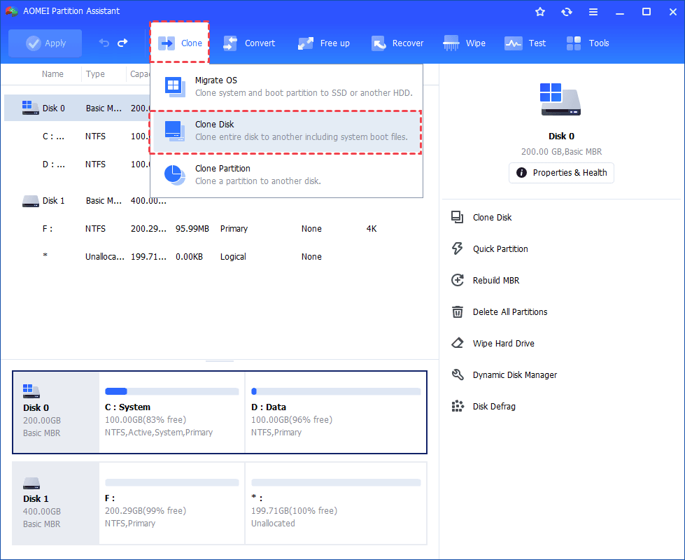 AOMEI Review and Pricing: Cloning capabilities