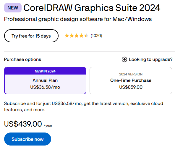 Corel Review and Pricing: Corel pricing plans