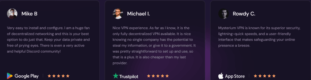 Mysterium VPN Review: Customer reviews