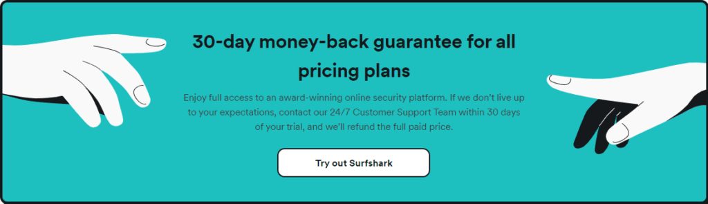 Surfshark Review: Surfshark 30-day money-back guarantee