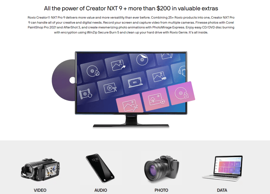 Corel Review and Pricing: Corel roxio creator nxt 9