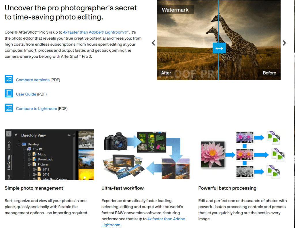 Corel Review and Pricing: Corel aftershot pro 3