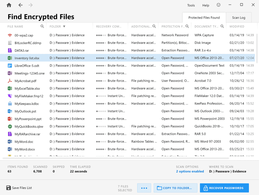 Passware Review and Pricing: Supported file type