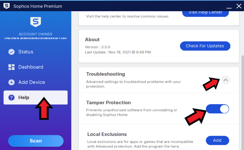 Sophos Home Review and Pricing: user interface