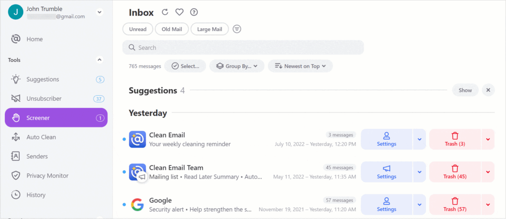 Clean Email Review: Smooth navigation