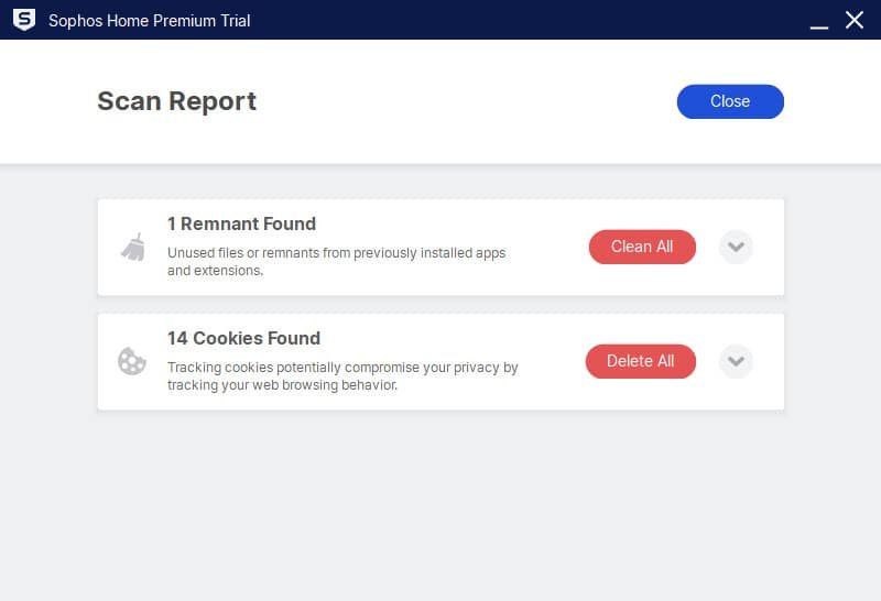 Sophos Home Review and Pricing: Scan report