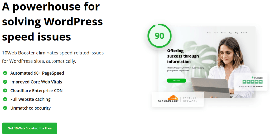 10Web Review: 10Web page speed booster