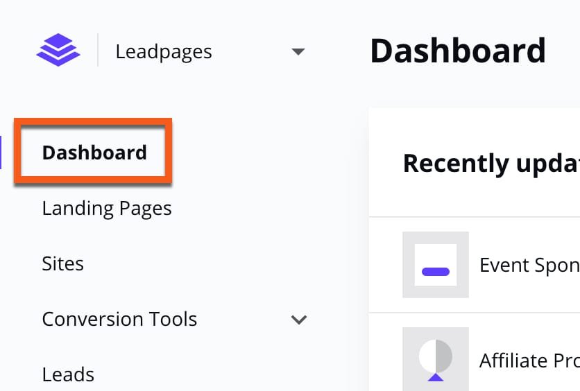 Leadpages Review: dashboard