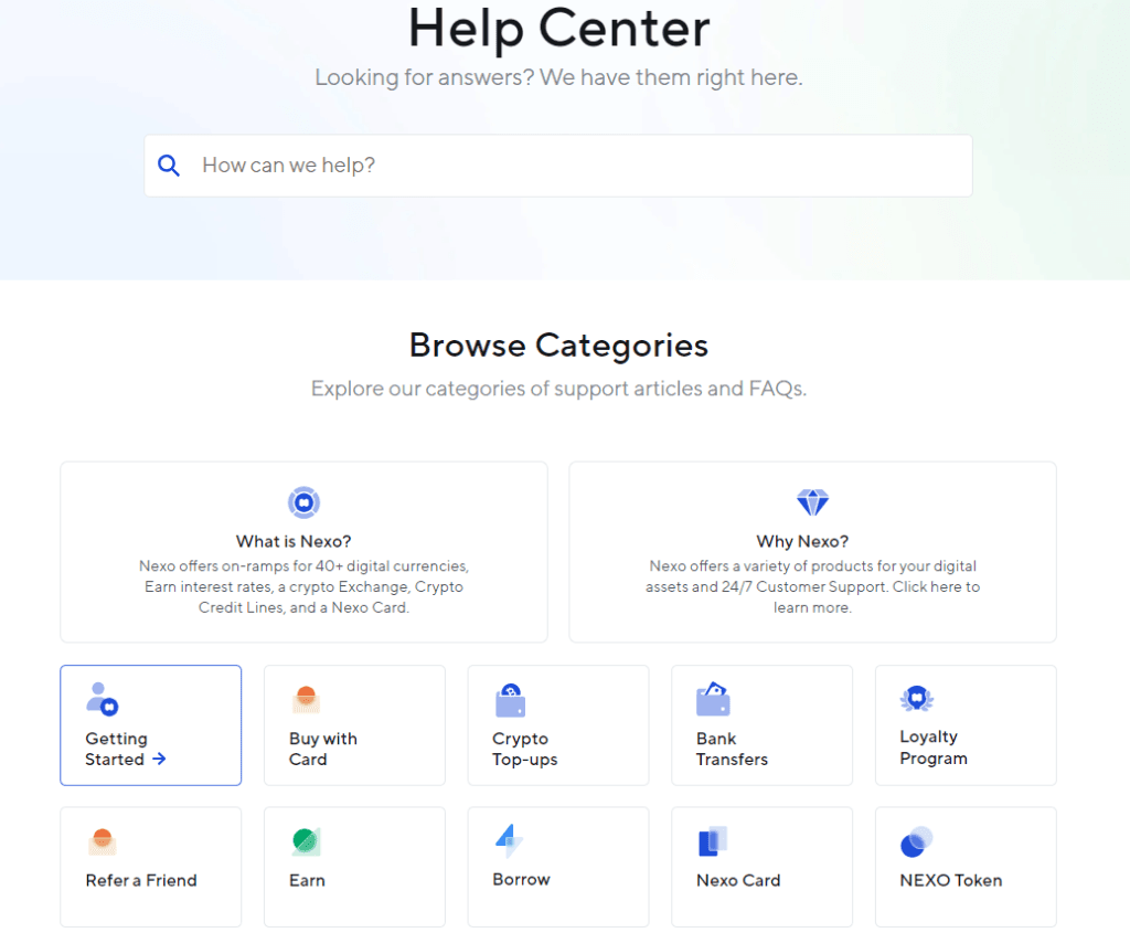 Nexo Review: Nexo Help center