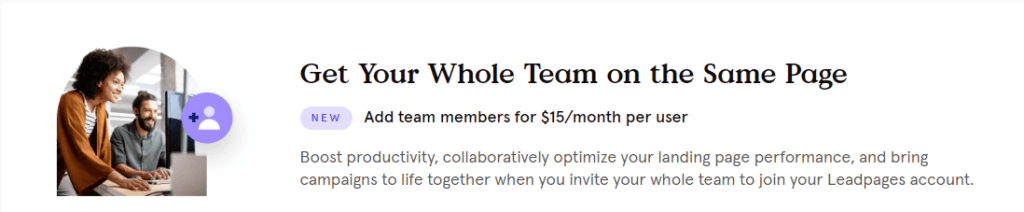 Leadpages Review: team pricing