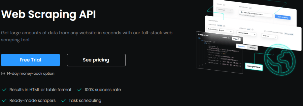 SmartProxy Review: SmartProxy web scraping api