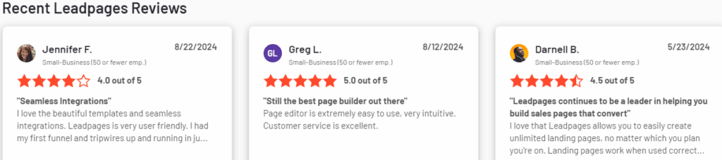 Leadpages Review: user reviews