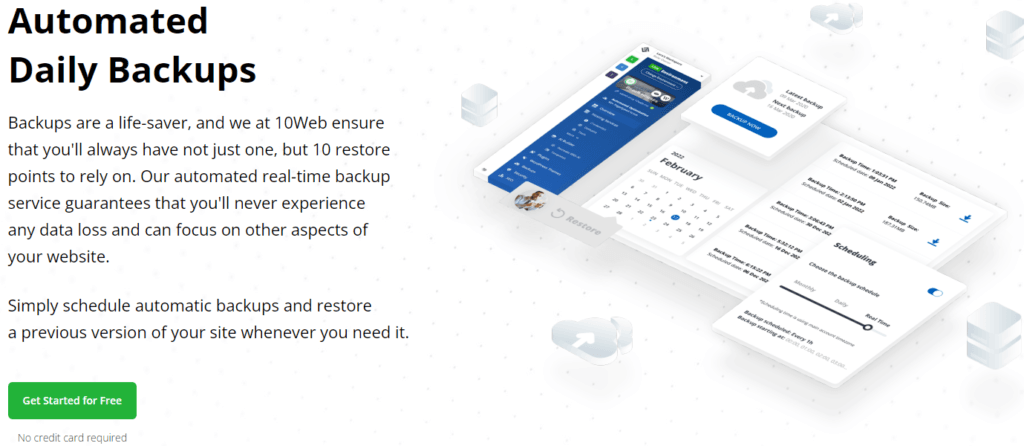10Web Review: 10Web automated backup