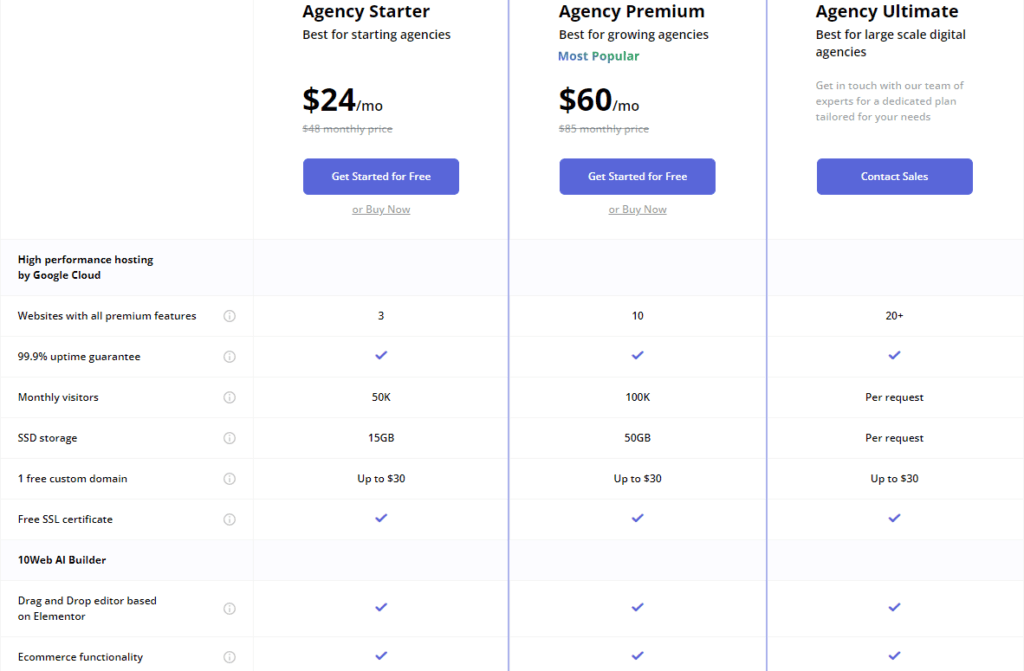 10Web Review: 10Web pricing plans