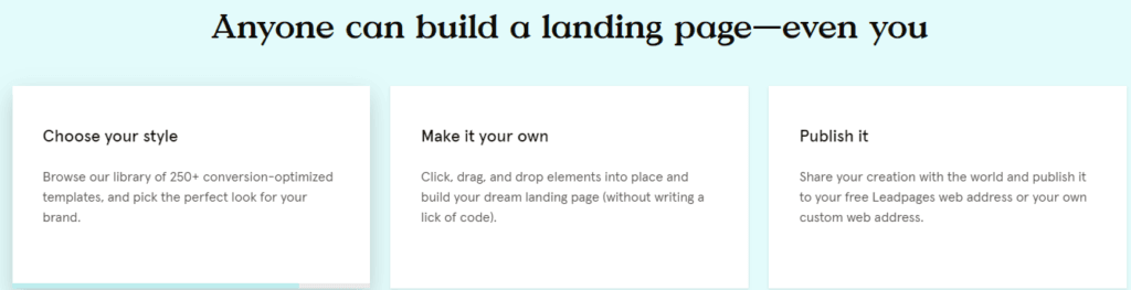 Leadpages Review: drag and drop