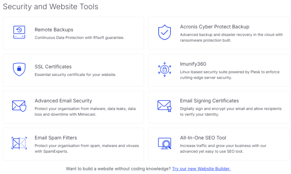 eUKhost Review: Security and web Tools