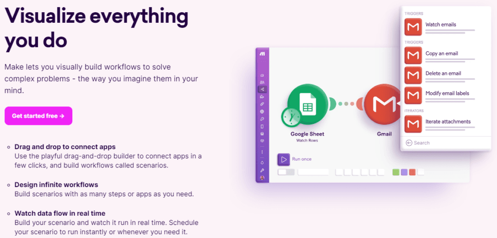 Make Review: Visual workflow builder
