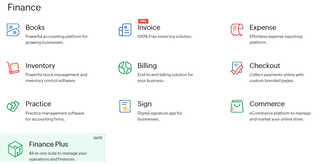 Zoho Review: Finance