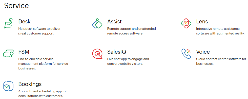 Zoho Review: service