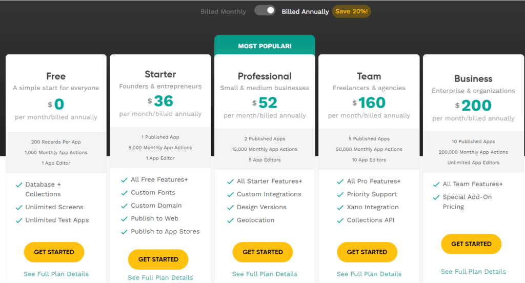 No-Code App Builders: Adalo pricing