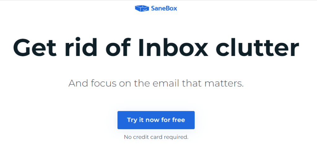SaneBox Review: Home Page